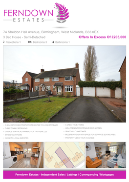 Sheldon Hall Avenue, Birmingham, West Midlands, B33 0EX 3 Bed House - Semi-Detached Offers in Excess of £205,000 Receptions 1 Bedrooms 3 Bathrooms 1