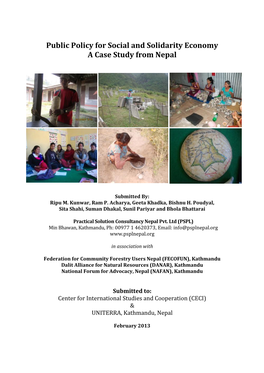 Public Policy for Social and Solidarity Economy a Case Study from Nepal
