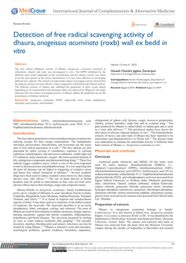 Anogeissus Acuminata (Roxb) Wall Ex Bedd in Vitro