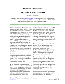 Why Natural History Matters