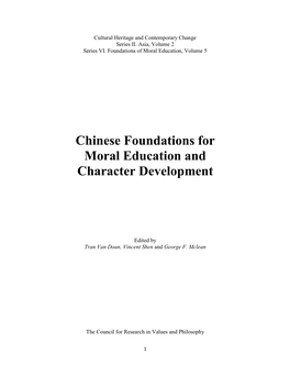 Chinese Foundations for Moral Education and Character Development