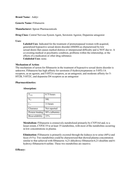 Addyi Generic Name: Flibanserin Manufacturer