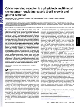 Calcium-Sensing Receptor Is a Physiologic Multimodal Chemosensor Regulating Gastric G-Cell Growth and Gastrin Secretion