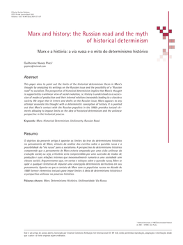 Marx and History: the Russian Road and the Myth of Historical Determinism
