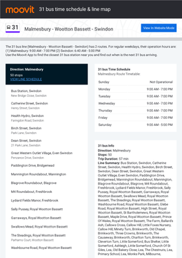 31 Bus Time Schedule & Line Route