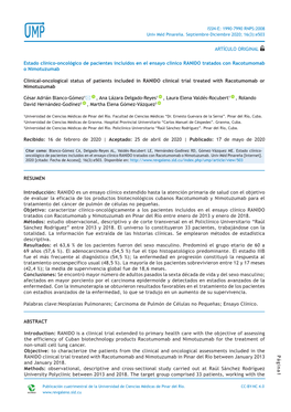 Estado Clínico-Oncológico De Pacientes Incluidos En El Ensayo Clínico RANIDO Tratados Con Racotumomab O Nimotuzumab