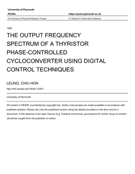 The Output Frequency Spectrum of a Thyristor Phase-Controlled Cycloconverter Using Digital Control Techniques