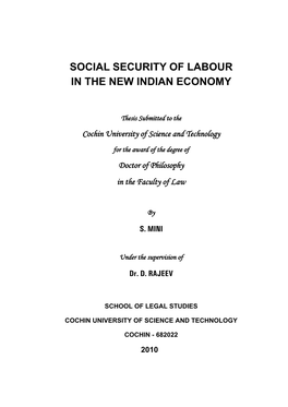 Social Security of Labour in the New Indian Economy