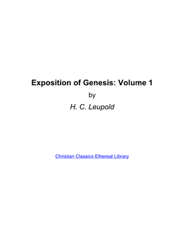 Exposition of Genesis: Volume 1 by H