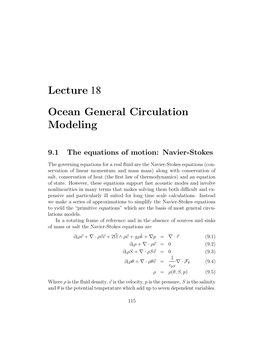 Lecture 18 Ocean General Circulation Modeling