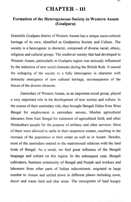 Formation of the Heterogeneous Society in Western Assam (Goal Para)