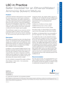 Safer Cocktail for an Ethanol/Water/Ammonia Solvent