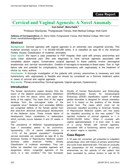 Cervical and Vaginal Agenesis: a Novel Anomaly