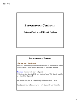 Eurocurrency Contracts