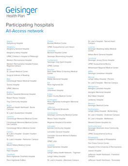 Participating Hospitals All-Access Network