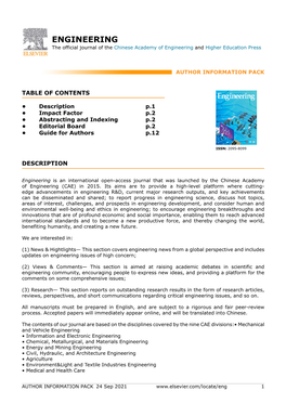 ENGINEERING the Official Journal of the Chinese Academy of Engineering and Higher Education Press