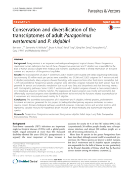 Conservation and Diversification of the Transcriptomes of Adult Paragonimus Westermani and P