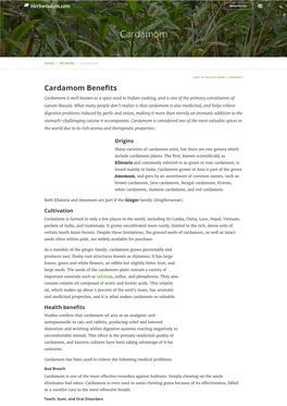 Cardamom Benefits & Information