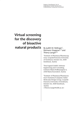 Virtual Screening for the Discovery of Bioactive Natural Products by Judith M