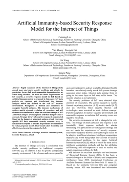 Artificial Immunity-Based Security Response Model for the Internet of Things
