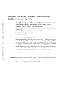 Required Sensitivity to Search the Neutrinoless Double Beta Decay in 124Sn