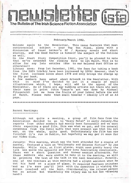 The Bulletin of the Irish Science Fiction Association ,1 ' ;I