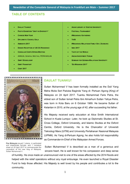 Table of Contents Daulat Tuanku!