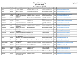 Missouri State University Per Course Faculty (As of September 21, 2020)