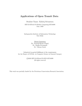 Applications of Open Transit Data