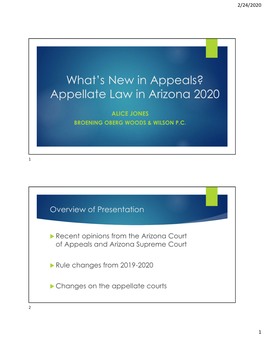What's New in Appeals? Appellate Law in Arizona 2020
