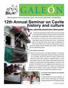 12Th Annual Seminar on Cavite History and Culture Disaster,Calamity Awareness Discussed