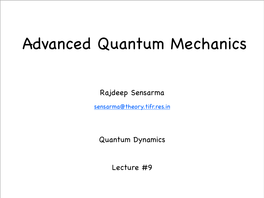 Advanced Quantum Mechanics