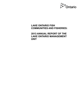 Lake Ontario Fish Communities and Fisheries