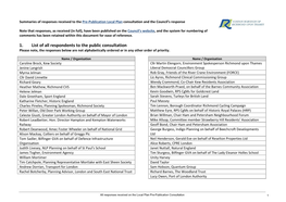 Council's Responses to the Comments Received