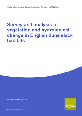 Survey and Analysis of Vegetation and Hydrological Change in English Dune Slack Habitats