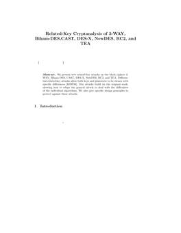 Related-Key Cryptanalysis of 3-WAY, Biham-DES,CAST, DES-X, Newdes, RC2, and TEA