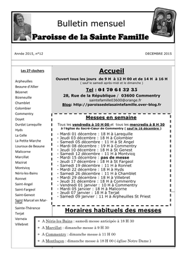 Bulletin Mensuel Paroisse De La Sainte Famille