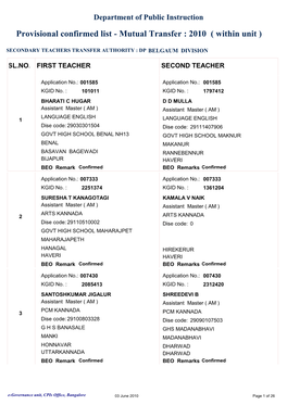 Mutual Prov Sec Within Division (Including Within