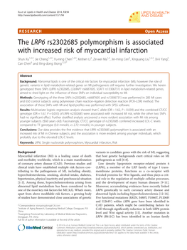 The LRP6 Rs2302685 Polymorphism Is Associated with Increased Risk Of