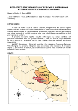 Indagine Sull'epidemia Di Morbillo Ad Avezzano Nel 2003