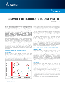 Biovia Materials Studio Motif Datasheet