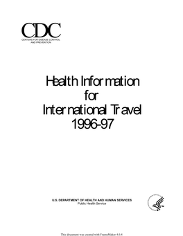 Health Information for International Travel 1996-97