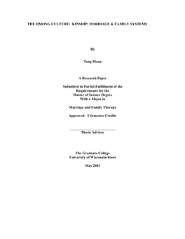 The Hmong Culture: Kinship, Marriage & Family Systems