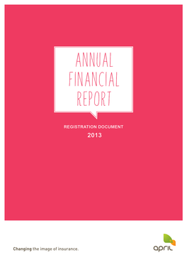 ANNUAL FINANCIAL REPOR T / APRIL R Egistration D Ocument / Y