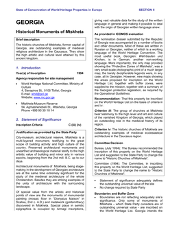 Section II: Summary of the Periodic Report on the State of Conservation, 2006