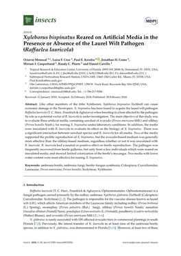 Xyleborus Bispinatus Reared on Artificial Media in the Presence Or