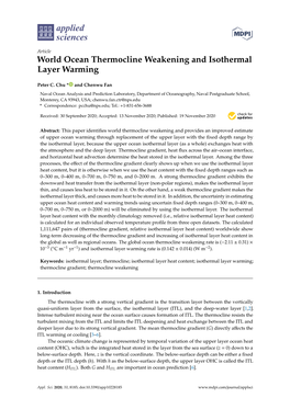 World Ocean Thermocline Weakening and Isothermal Layer Warming