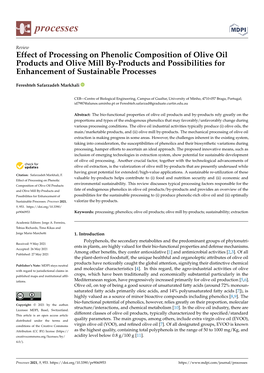 Effect of Processing on Phenolic Composition of Olive Oil Products and Olive Mill By-Products and Possibilities for Enhancement of Sustainable Processes