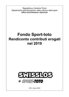 Fondo Sport-Toto Rendiconto Contributi Erogati Nel 2019