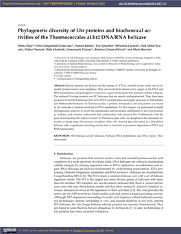 Tivities of the Thermococcales Alhr2 DNA/RNA Helicase